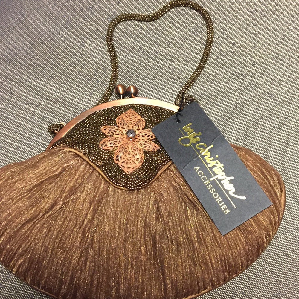 Inge Christopher Minaudiere purse handbag copper
